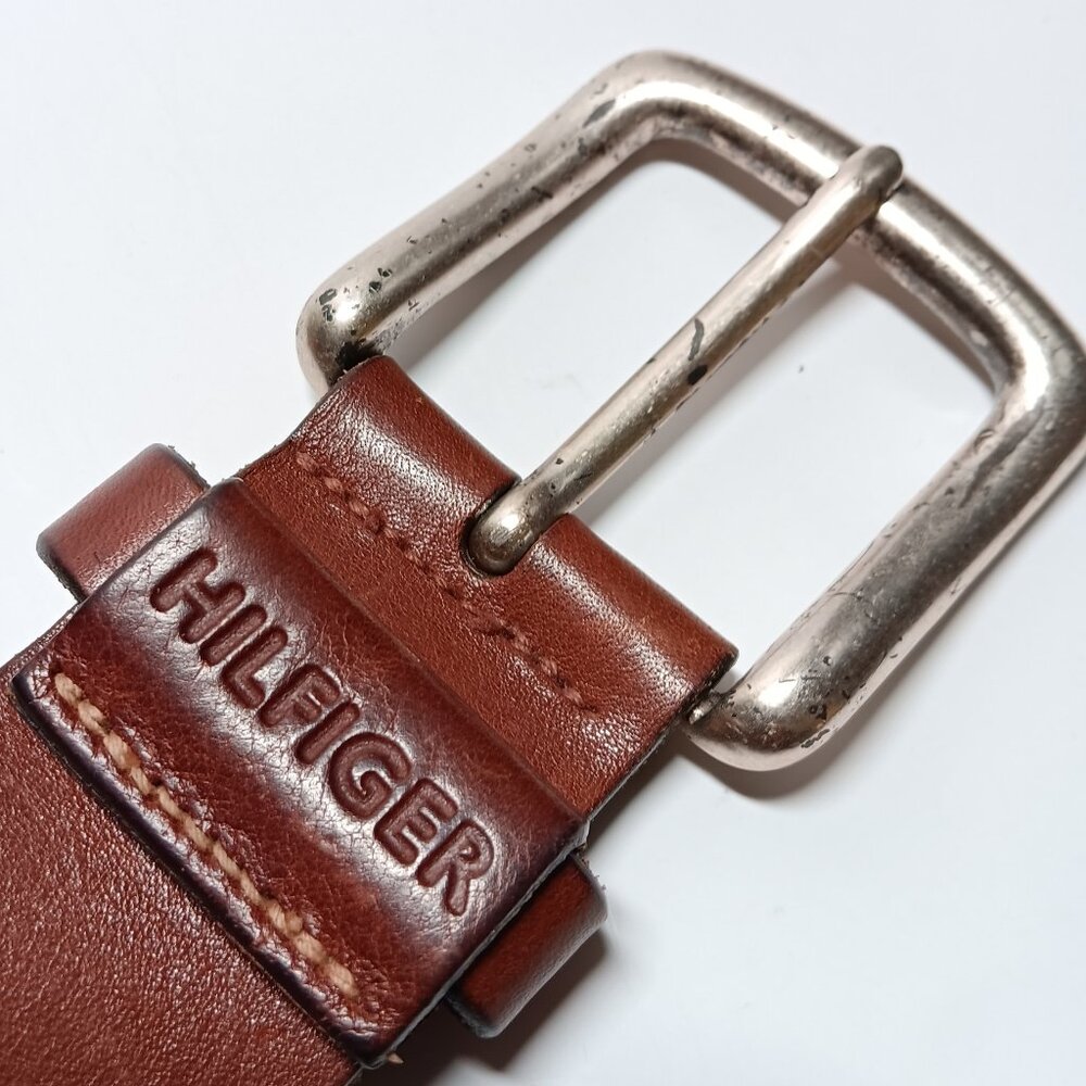 MENS TOMMY HILFIGER GENUINE LEATHER CASUAL BELT - SIZE -38 - BROWN